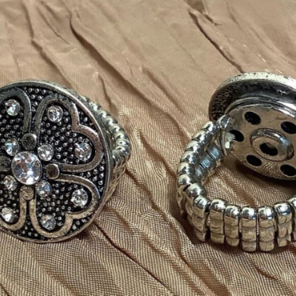 BUNDLE (10) Vintage Style Button Rings Friendship Bridesmaid Gifts Shabby Chic - Picture 2 of 9